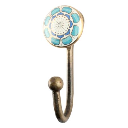 Turquoise Flower Ceramic Wall Hook